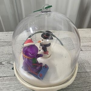 Vintage Barney  Snow Globe Ornament